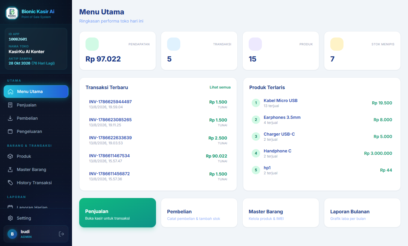 Dashboard BionicKasir
